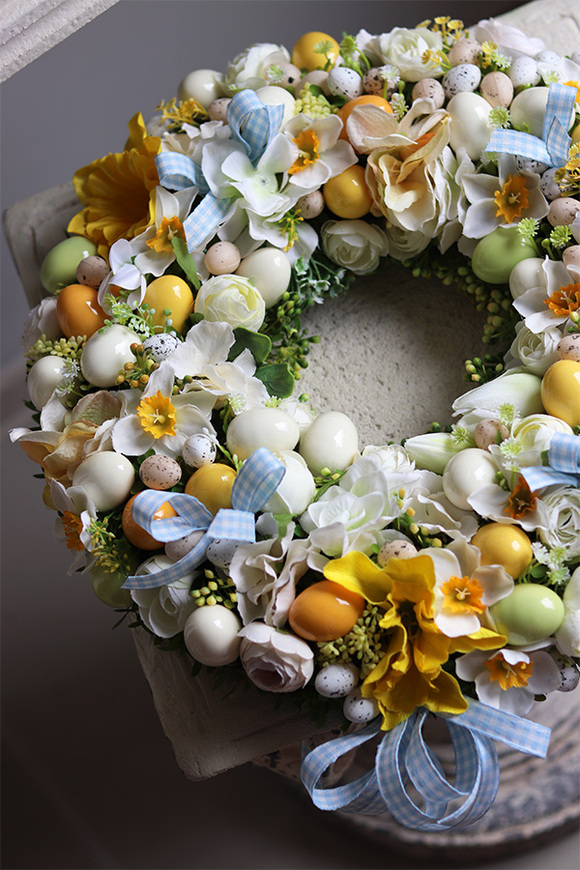 wielkanocny wianek z jajkami, Happy Easter Blue