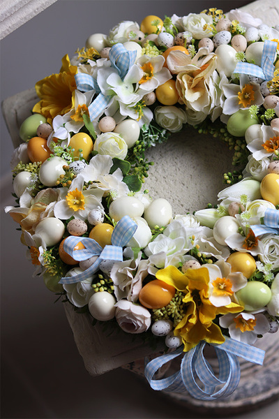 wielkanocny wianek z jajkami, Happy Easter Blue