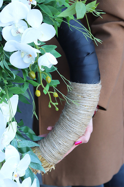 Elanea Nero Orchid 2, elegancki wieniec nagrobny, wym.53x100cm