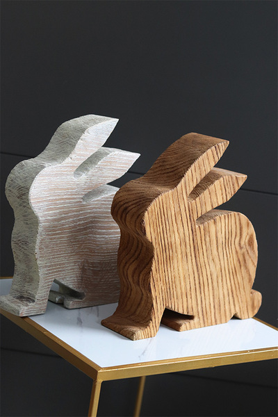 Wood, drewniany zajączek wielkanocny figurka