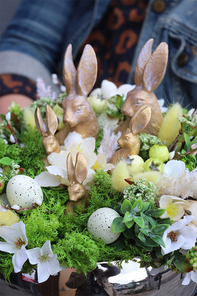 bajkowy stroik wielkanocny, Bunnies Extra, wym.34x38cm 