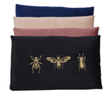 Jardin, poduszka welurowa z owadami, prostokątna, beżowa, wym.30x50cm