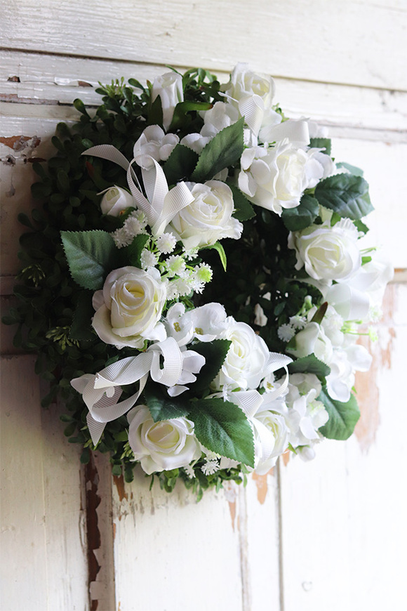 OD RĘKI Czas Komunii, biały wianek dekoracyjny, śr.30cm  