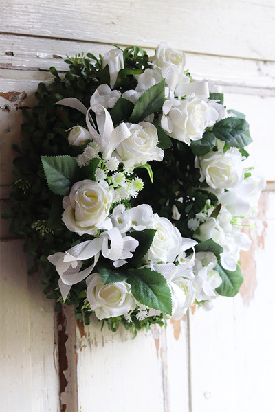 OD RĘKI Czas Komunii, biały wianek dekoracyjny, śr.30cm  