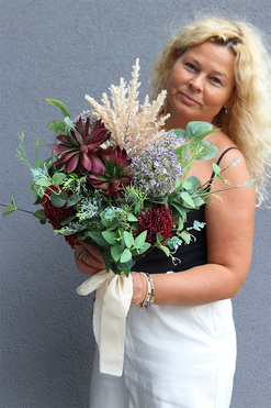 Suculentas Bordo, bukiet nagrobny do wazonu, dł.50cm