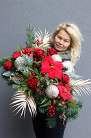 Red&Gold Small, świąteczna wiązanka nagrobna