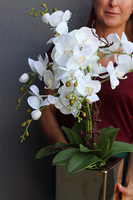 Złota Dolina, sztuczny storczyk w donicy kwadratowej duży, wys.64cm