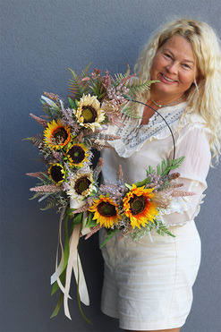 wianek na obręczy Słoneczniki Subtelle, śr.38cm 