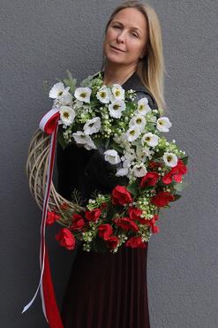OD RĘKI Witamy Polsko, wianek patriotyczny na drzwi, wym.53/42cm