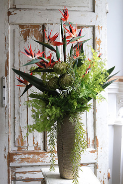 Strelicje Gold Chobe, egzotyczny bukiet w wazonie, wys.115cm