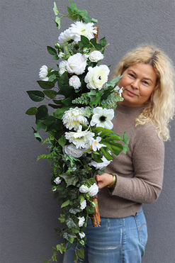 Białe Marzenia, dekoracja nagrobna na gałęzi, dł.90cm