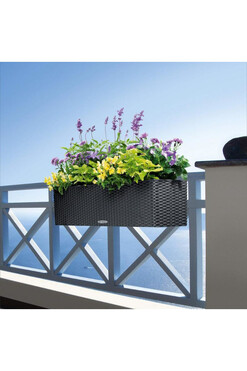 Balconera Cottage, doniczka z nawadnianiem, czarna, dł.80cm