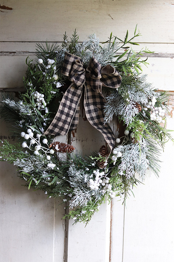 Kraciasta Kokarda, iglasty wianek zimowy, śr.50cm