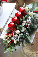 adwentowy stroik świąteczny na stół, Karminowe Szaleństwo, wym.20x55cm 