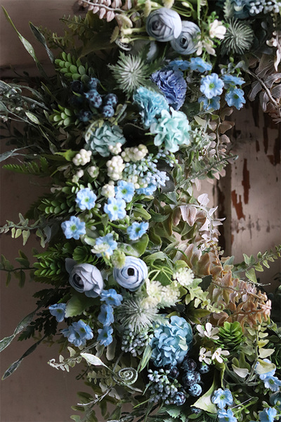 atrakcyjny wianek na Twoje drzwi, Manfredo Blue 2, śr.46cm 