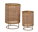 Boho A, duży, stylowy rattanowy świecznik ze szklanym wkładem, wym.15x24cm