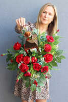 Angelo Garden Rubin Gold 2, lampion nagrobny z kwiatami