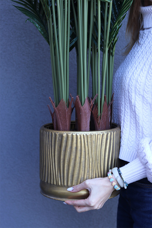 Areca Goldero 2, sztuczna palma w metalowej donicy,