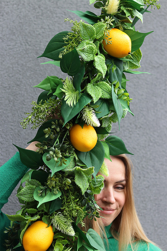 Włoskie Cytryny, zielona girlanda dekoracyjna z owocami