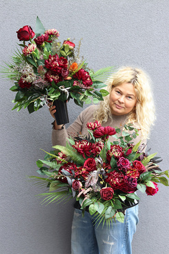 Astry Bordo Love 2, komplet dekoracji nagrobnych, kompozycja + bukiet