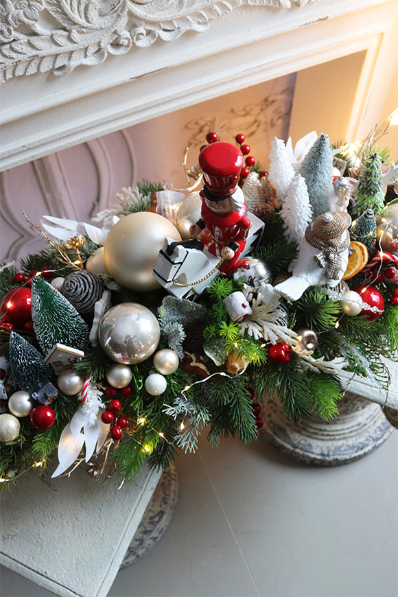 Christmas Estate Laos White 2, duży stroik świąteczny LED