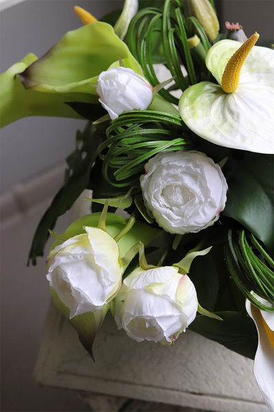 Anturium Jungle, kompozycja kwiatowa w naczyniu	