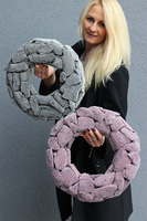 dekoracyjny wianek z ciemnego mchu, Velvetovy, szarość, śr.40cm