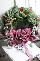 świąteczny wianek z gwiazdą betlejemską, Velurra, śr.47cm