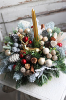 bogaty stroik świąteczny, Złoto Lasu, wys.30cm 