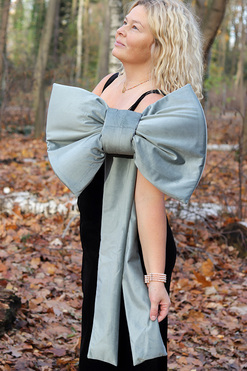 Velvet Papillon, welurowa kokarda pluszowa L, seledynowa, wym.50x70cm