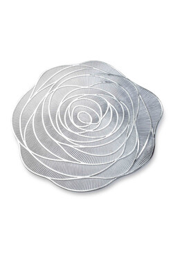 Róża, dekoracyjne podkładki pod talerz srebrne, 6szt, śr.38cm