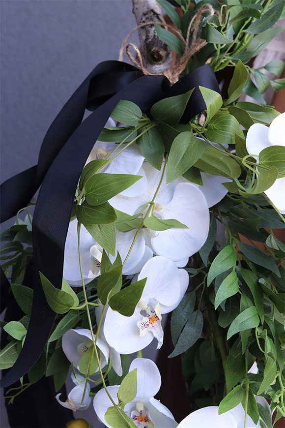 Elanea Nero Orchid 2, elegancki wieniec nagrobny, wym.53x100cm