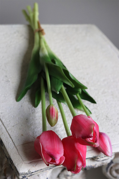 April New, bukiet tulipanów silikonowych Różowy