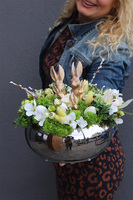 bajkowy stroik wielkanocny, Bunnies Extra, wym.34x38cm 