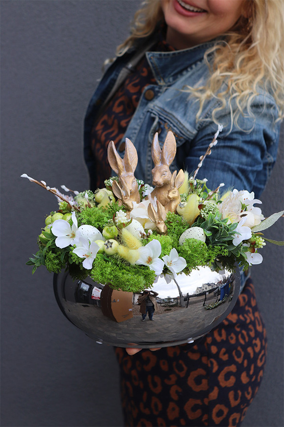 bajkowy stroik wielkanocny, Bunnies Extra, wym.34x38cm 