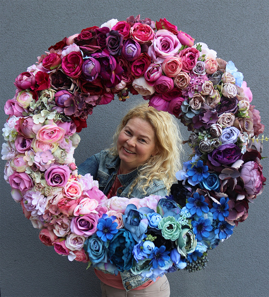 Caryca Santana, bogaty wianek na drzwi, śr.74cm