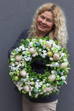 Zielone Nastroje 2, wielkanocny wianek na drzwi z jajkami, śr.47cm