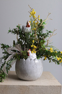 Wykluty, stroik wielkanocny z kurami, wys.32cm