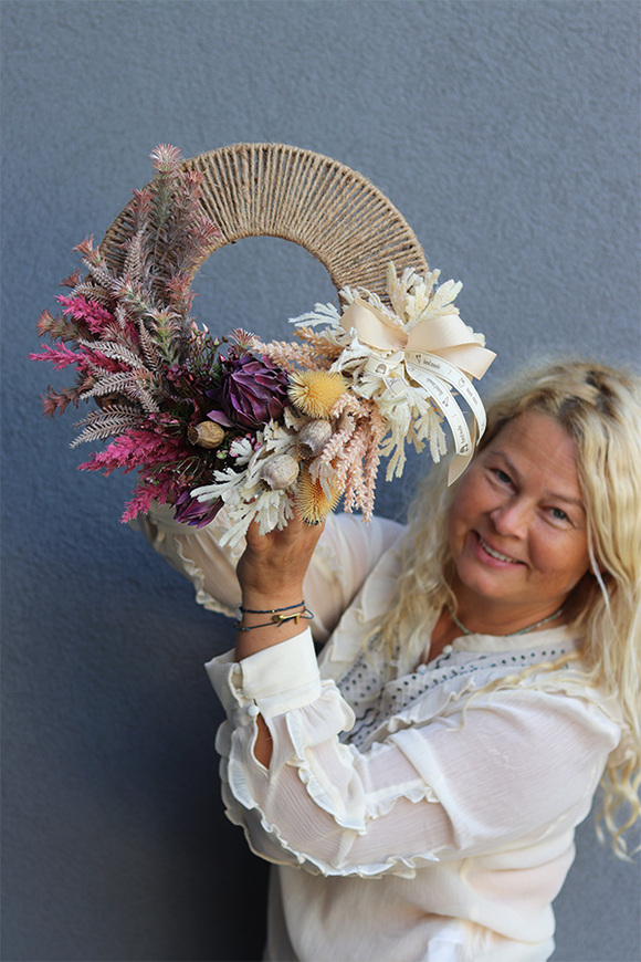 Jesienne Odloty, wianek asymetryczny na oryginalnym okręgu, śr.37cm