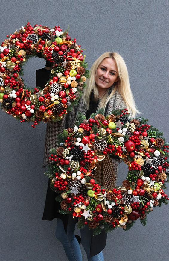 Świąteczny Kolor Big 3, bogaty wianek świąteczny LED