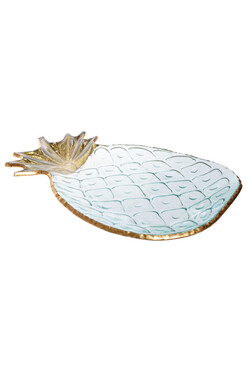 Exotic, szklany talerz patera, ananas B, wym.40x27cm