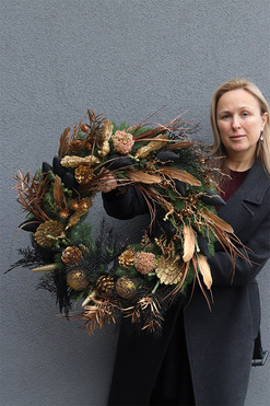 Złote Pawie, duży świąteczny wianek, śr.66cm