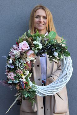 Opera Jesienna, asymetryczny jesienny wianek, rozp.50cm