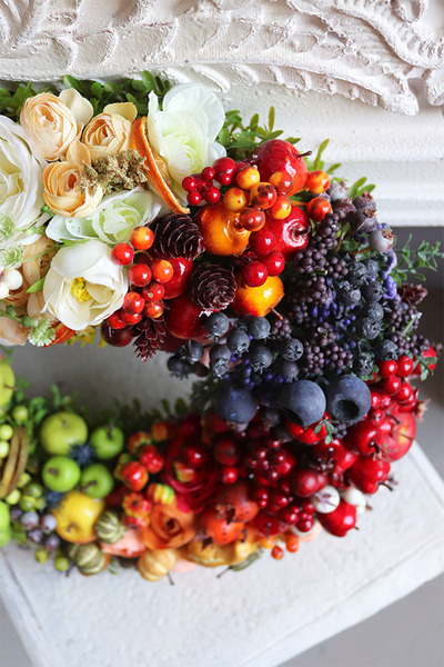 dekoracyjny wianek z owocami, Tęczowe Montello 2