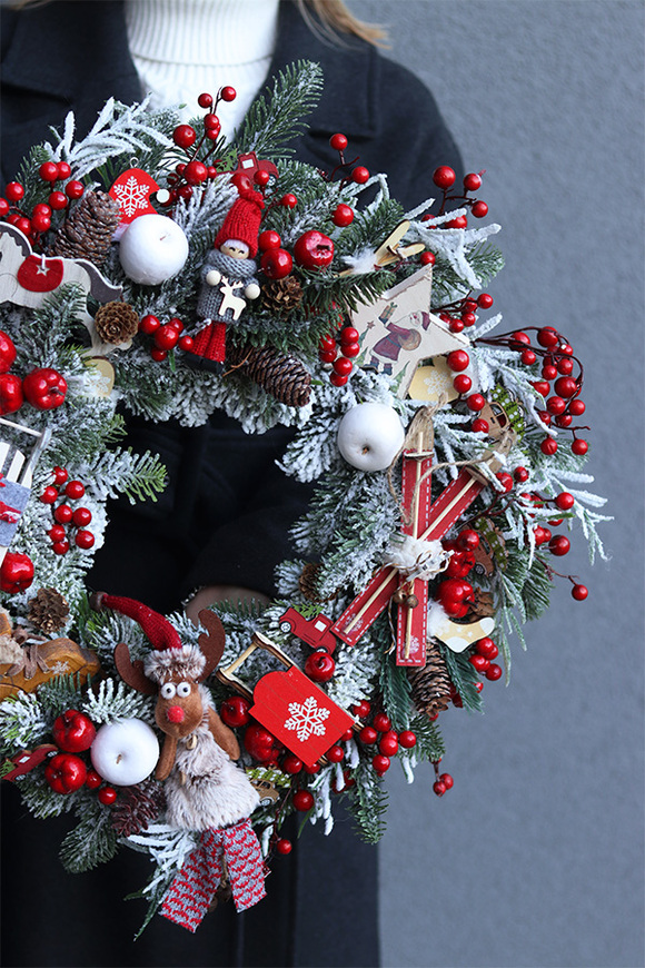 Skandynawia, świąteczny wianek na drzwi, śr.46cm