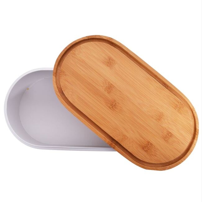 Bread White D, chlebak z bambusową pokrywą, wym.44x21.2x12.5cm