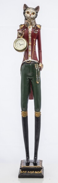 Kot Admirał, figurka z zegarkiem, wym.66x12x10.5cm 