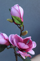 Magnolia, sztuczny kwiat na gałązce, dł.56cm