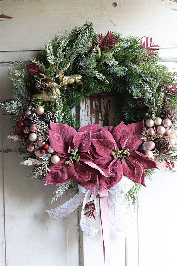 świąteczny wianek z gwiazdą betlejemską, Velurra, śr.47cm