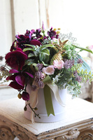 Ananas, welurowy flowerbox z orchideą, wym.32x30cm